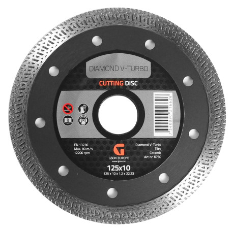 Diamond cutting disc V-Turbo 125 x 10.0 x 1.2 x 22.23 mm