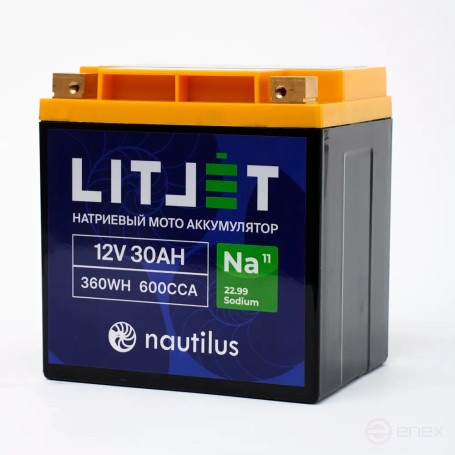 Sodium Starter Motorcycle Battery LITJET Na+ 12V 30Ah 360Wh 600CCA YT24 R+