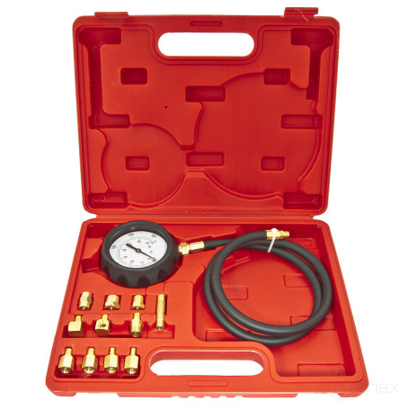 Тестер давления масла ER-86311 в наборе с резьбовыми адаптерами 12пр., (0-28bar), в кейсе ЭВРИКА /1/20