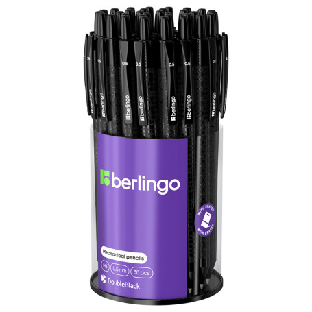 Mechanical pencil Berlingo "Doubleblack" 0.5 mm, with eraser, assorted