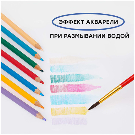 Watercolor pencils Gamma "Lyceum", 36 colors, hexagonal, sharpened, with brush, cardboard. packaging, European weight