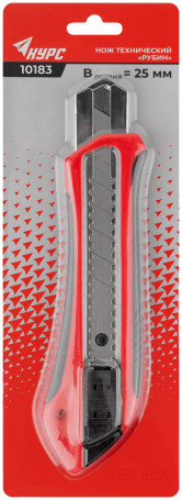 Нож технический "Рубин" 25 мм усиленный, прорезиненный