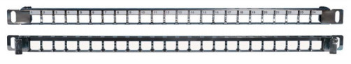 PPBLHD-19-24S-SH-RM Modular patch Panel 19", 24 ports, Flat Type, 0.5U, for shielded and unshielded Keystone Jack modules (except KJ1-C2, KJ2-C5e, KJ2-C6), with rear cable organizer (without modules)