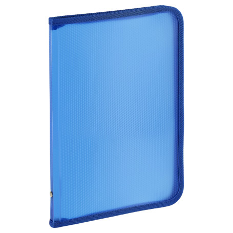 Folder with zipper STAMM "Crystal" A4, 500mkm, plastic, zipper around, blue