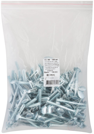 Винт мебельный (DIN 603) 6х60 (фасовка 100 шт)