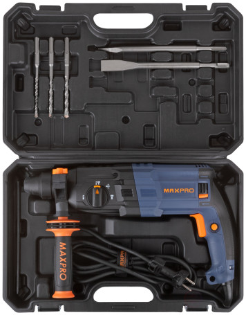 MAX-PRO Rotary hammer mounting 800 W; 0-1100 rpm; 2.8 J; 3 modes; L/W/M-30/26/13; 3.4 kg; SDS-PLUS; anti-vibration handle; rubber inserts; cut