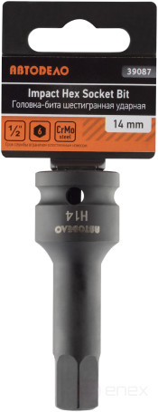 Головка торцевая ударная Н14 (DR1/2"; L-78мм) внешний 6-гранный (АвтоDело) 39087