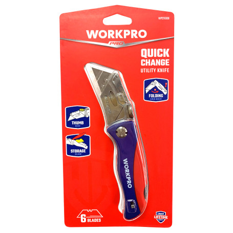 Universal Folding Knife with interchangeable blades WP211006 WORKPRO