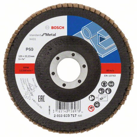 Petal grinding circle X431, Standard for Metal 125 mm, 22.23 mm, 60, 2608603717