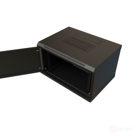 WRline WR-TW-0666-SR-RAL9004 Wall cabinet 19-inch (19"), 6U, 367x600x600mm, all-metal door with lock, color black (RAL 9004) (disassembled)
