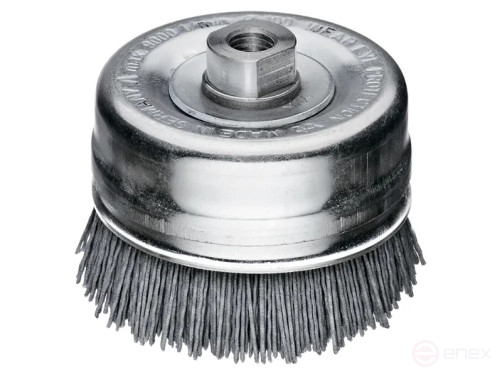 Щетка чашечная гофрированная, Д90 мм, посадка М14, нейлон абразив SIC K 80/1,2 мм