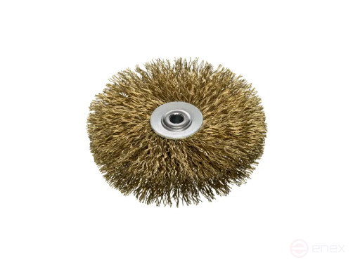 Щетка цилиндрическая гофрированная, Д80 мм, ширина 15 мм, гофрированная латунна проволока STM 0,20 мм, посадочное отверстие 6,8 мм