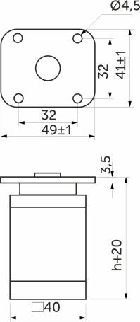 The support of the meb. alum. DAQP-27 H100 with regulation mat.chrome AKS