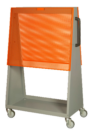 Wheeled heavy duty instrument panel in the shape of a pyramid grey 1000 x 450 x 1500 mm