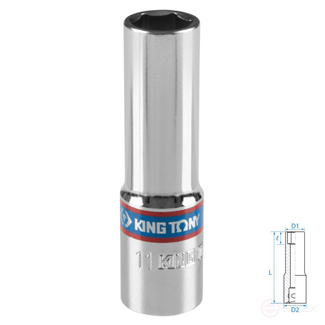 Головка торцевая глубокая шестигранная 3/8", 11 мм KING TONY 323511M