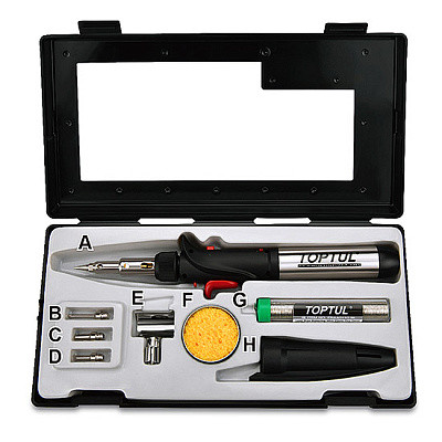 Gas Soldering Iron with Accessories 8 pieces TOPTUL EGAE0801