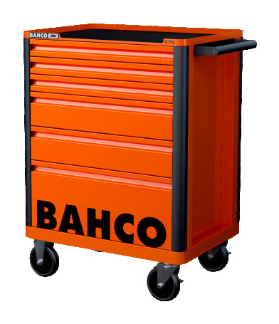 Tool cart with 6 drawers and protective sides, orange