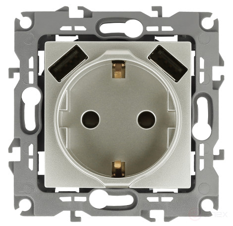 Розетка ЭРА Серия 12 12-4109-15 2P+E 16A-250В штор. с 2xUSB 5В-3А перламутр