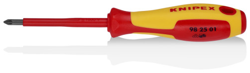 Screwdriver VDE Pozidriv PZ1, rod length 80 mm, L-187 mm, dielectric, 2-component handle