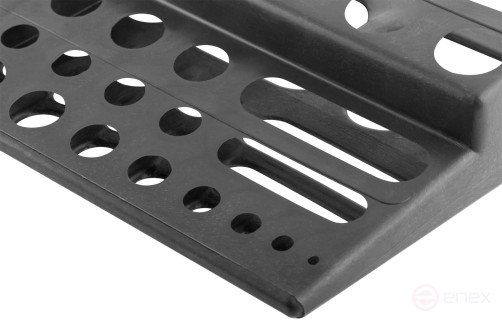 Black plastic tool shelf, 96 holes, 610x150 mm