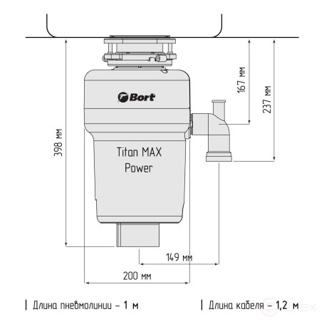 Измельчитель пищевых отходов BORT TITAN MAX Power