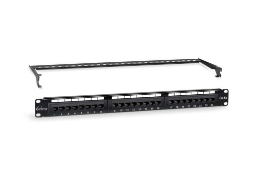 Patch Panel 19" (1U) Ripo, 24 RJ-45 ports, Category 6a, Dual IDC, with rear cable organizer