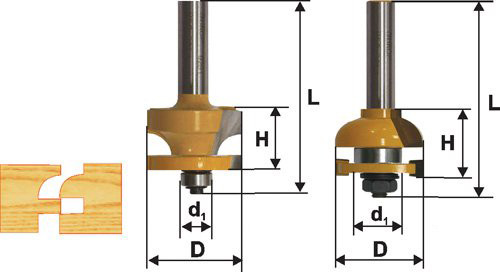 Набор фрез комбинированных рамочных, хвостовик 12 мм, 2 штуки, арт. 46537