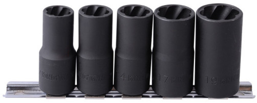A set of end heads for damaged nuts and bolts, 12, 13, 14, 17, 19 mm, 5 pieces KING TONY 9TD035MR