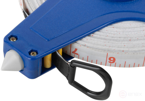 Geodetic tape measure, open case, fiberglass tape 50 m