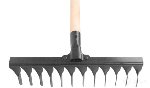 Грабли, витой зуб, 12 зубьев, с деревянным черенком