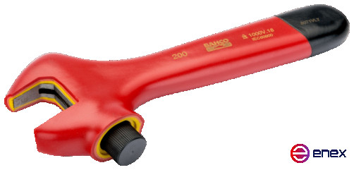 Insulated adjustable wrench, length 205/grip 29 mm