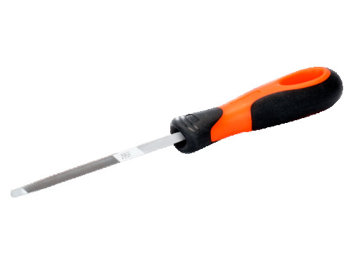 Напильник двусторонний трехгранный с рукояткой ERGO 175 мм, насечка личная