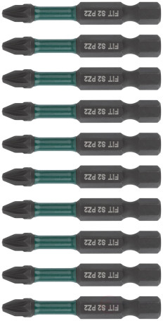 Биты кованые ударные, сталь S2, односторонние 50 мм PZ2, Профи 10 шт., блистер