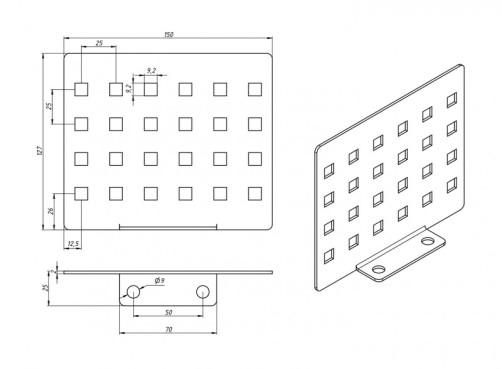 PMV2-RAL9005 Bracket for attaching the CDV cable organizer tray to the ORK and ORL series racks (3 pcs. included)