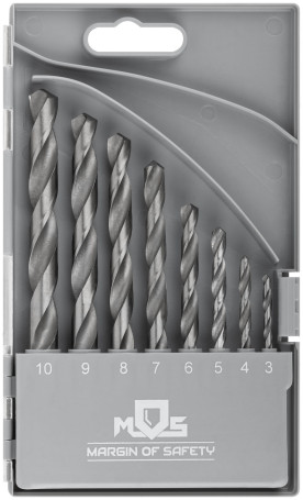 Set of HSS metal drills, 118° sharpening angle, layer. case, 8 pcs. (3-4-5-6-7-8-9-10 mm)