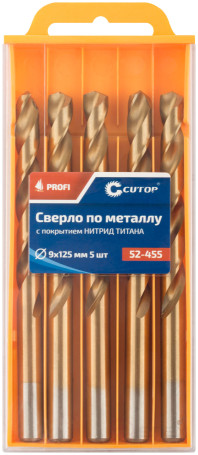 Сверло по металлу Cutop Profi с титановым покрытием, 9х125 мм (5 шт)