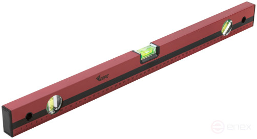 Optima level, 3 eyes, red body, milled working face, 600 mm scale