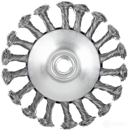 Щетка для УШМ, М14, тип "Тарелка", крученая проволока 0,5 мм, 115 мм, CUTOP Profi