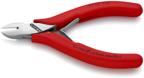 Бокорезы для электроники, круглая головка, мал. фаска, с зажимом, рез: провол. мягк. Ø 0.3-1.6 мм, ср. Ø 1.2 мм, тв. Ø 0.6 мм, L-115 мм, 1-к ручки