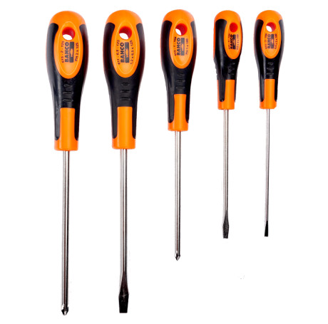 A set of slotted /Phillips screwdrivers with a rubber handle, 5 pcs