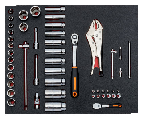 Fit&Go Набор торцевых головок 1/4 + 1/2 и рукояток в ложементе, 50 предметов