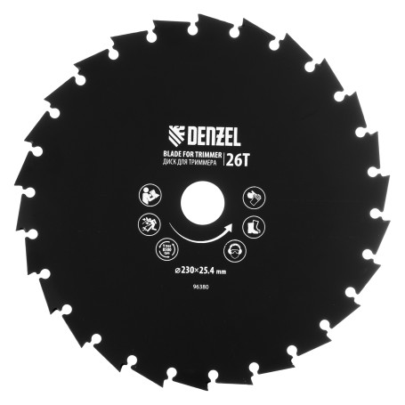 A disk for a trimmer with a chisel-shaped tooth, 200 x 25.4 26 teeth// Denzel