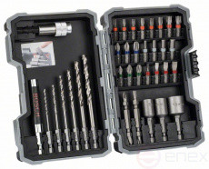 A set of drills and nozzles-V-Line bits with a double-sided screwdriver of 41 pcs.