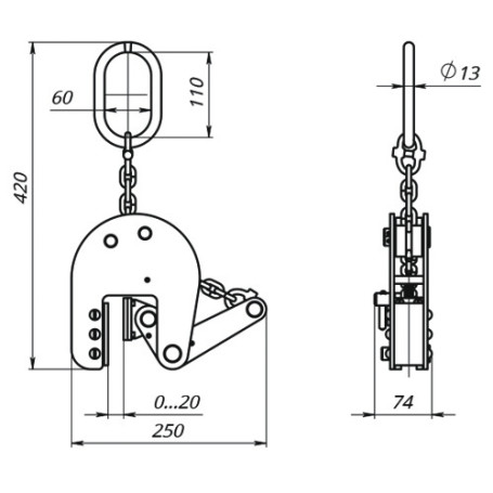 Vertical gripper for ZKVN 0.5 sheet