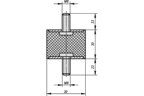 Vibration isolator (rubber-metal buffer) KIPP K0567.01501557 M4x13 up to 14 kg (pack of 2 pcs.)