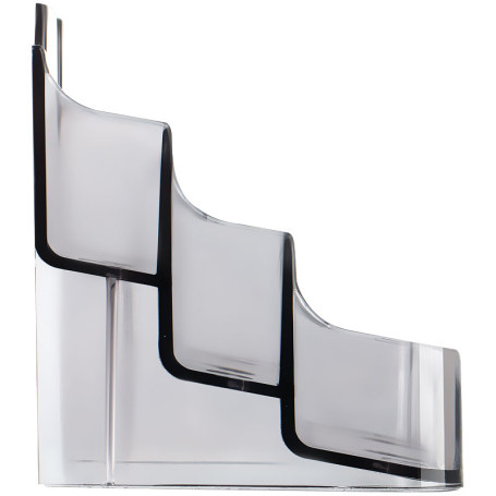 Подставка для визиток настольная СТАММ 70*102мм, 3 отделения, тонированная серая