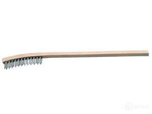 Manual radiator cleaning brush curved, 3 row, STA straight steel wire 0.25 mm, pile height 20 mm