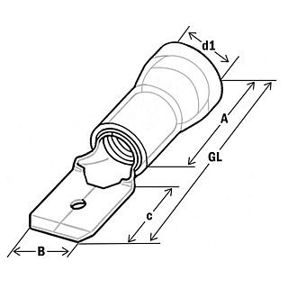 The plug is flat, insulated 0.5-1/4.8x0.5, nylon (pack.100 pcs)