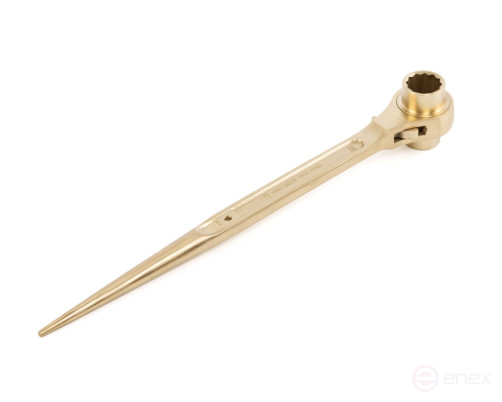 Ключ 12-гранный коликовый накидной двусторонний с трещоткой 24х27 искробезопасный сплав BeCu 180A-2427, HORTZ