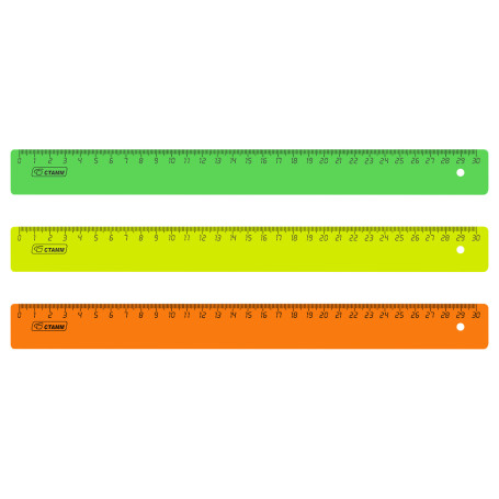 Ruler 30cm STAMM, plastic, opaque, neon colors, assorted